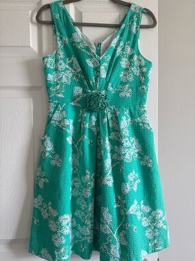 Lilly Pulitzer Teal Floral Knot-Waist Sundress